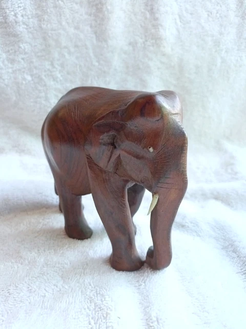 Vintage Hand Carved Wooden Elephant