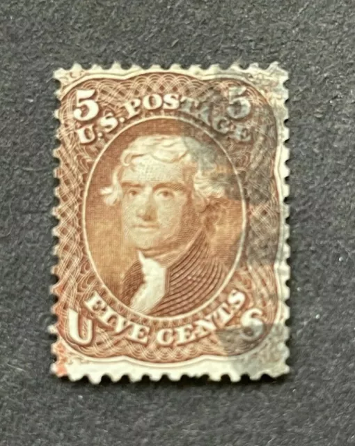 mystamps  US 76, used, 5 cent Jefferson, 1863, certified