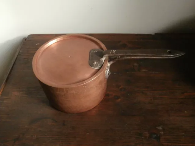 Cazuela Olla Cacerola Cobre XIX Siglo Martillado Con Tapa 2KG
