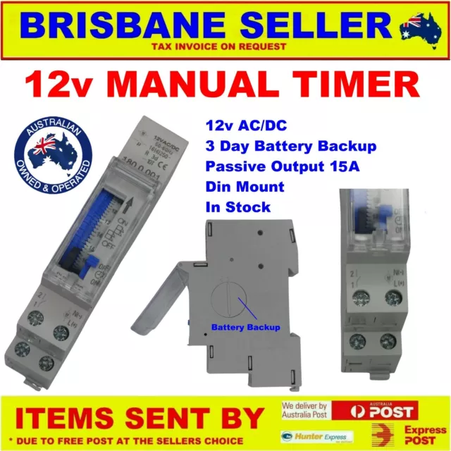 Mechanical Timer 24 Hour Din Rail 12v With 100 Hour Battery Backup