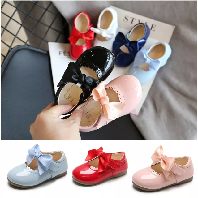Children Girls Ribbon Bow Spanish Wedding Party Infants Toddler Xmas Gifts Shoes