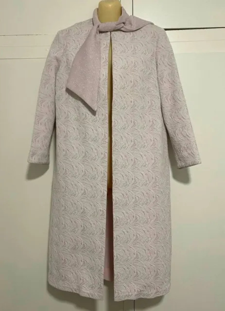 Vintage 60s LOUISE OF FRANCE Melbourne lavender pink brocade tie coat lurex S/M