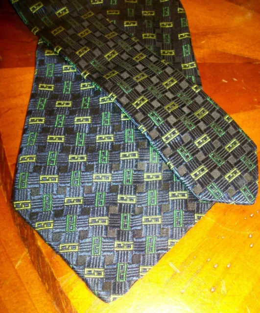 Fendi Vintage Men Silk Necktie Multi Color FF Print Made in Italy