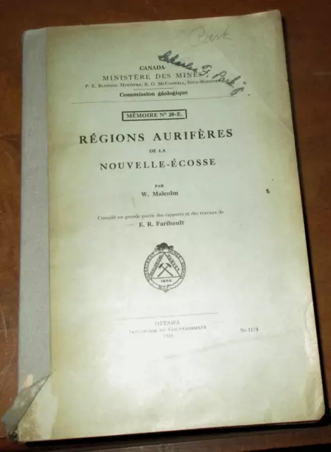 Geology Mining Mines 1916 The Gold Fields Of Nova Scotia Gsc Memoir Rare!