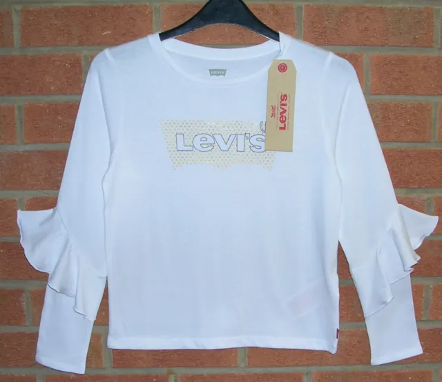 BNWT LEVI'S Girls White Crew Neck Long Sleeve T-Shirt Top Age 10 140cm NEW