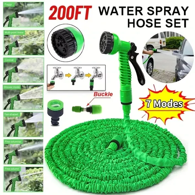 Expanding Expandable Flexible Garden Water Hose w Spray Nozzle 25, 50, 75, 100FT