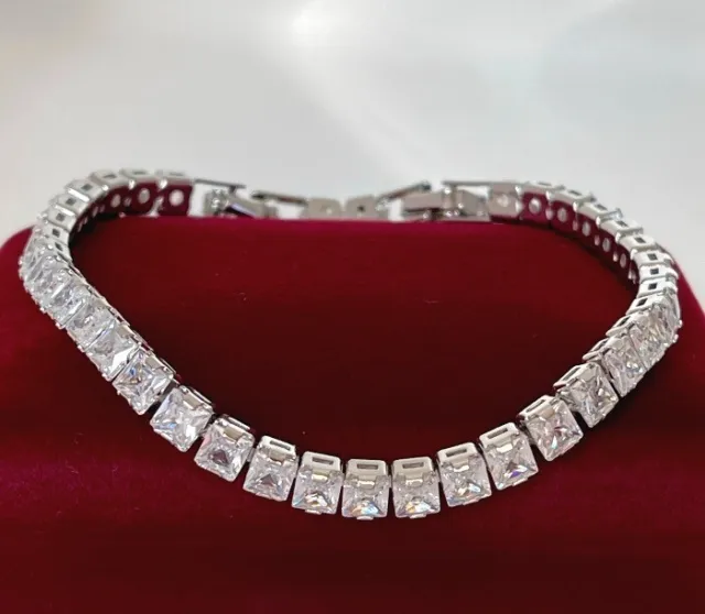 Luxury Bracelet Tennis Zirconia Crystal 750er White Gold 18K Gold Plated 18-19,