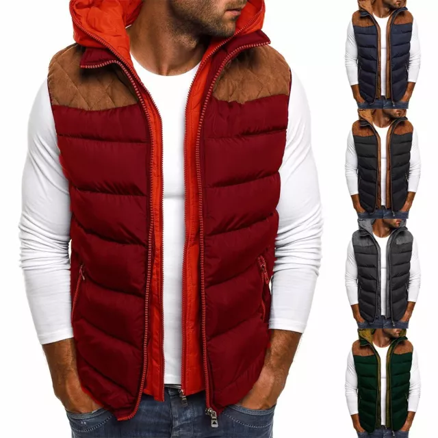 Waistcoat Coat Zip Up Autumn Casual Hooded Outwear Quilted Padded Coat