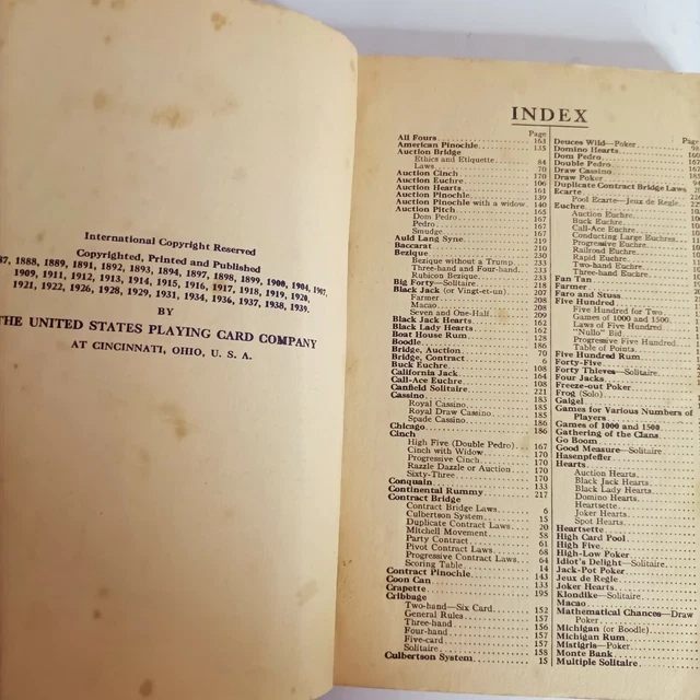 OFFICIAL RULES OF Card Games 52nd Edition Printed 1939 Collectable