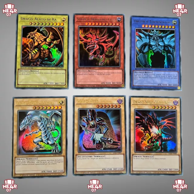 Yu-Gi-Oh Divinità Egizie Ra Obelisk Slifer drago bianco mago nero drago nero