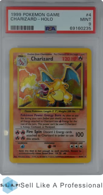 1999 Pokemon Base Set Unlimited Charizard Holo 4/102 4 PSA 9