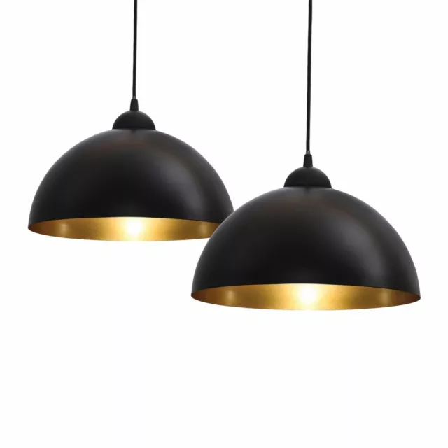 2x Pendelleuchte schwarz-gold Design Hänge-Leuchte Decken-Lampe Küche Esszimmer