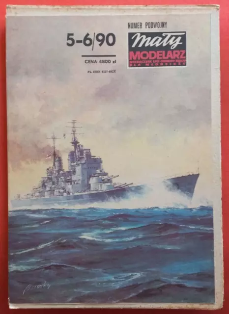 Modellbaubogen Maly Modelarz 5-6/90, Battleship HMS VANGUARD in 1:300