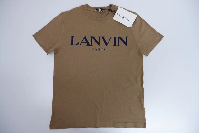 Lanvin Boys BRAND NEW T Shirt Top Age 12 yrs Khaki Logo Print Short Sleeve £95