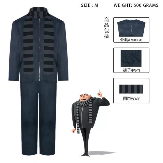 Cosplay Despicable Me Gru Costumes Scarf Halloween Masquerade Fancy Dress Suits
