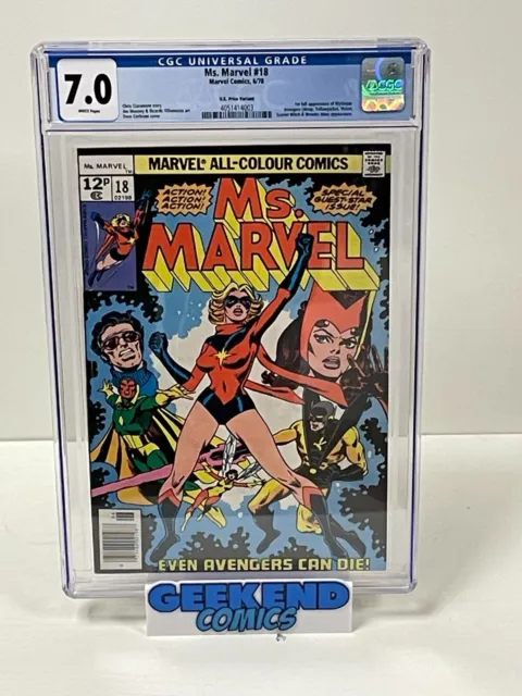 Marvel Comics Ms Marvel 18 1. Auftritt Mystique CGC 7.0 X Herren 1978 Avengers