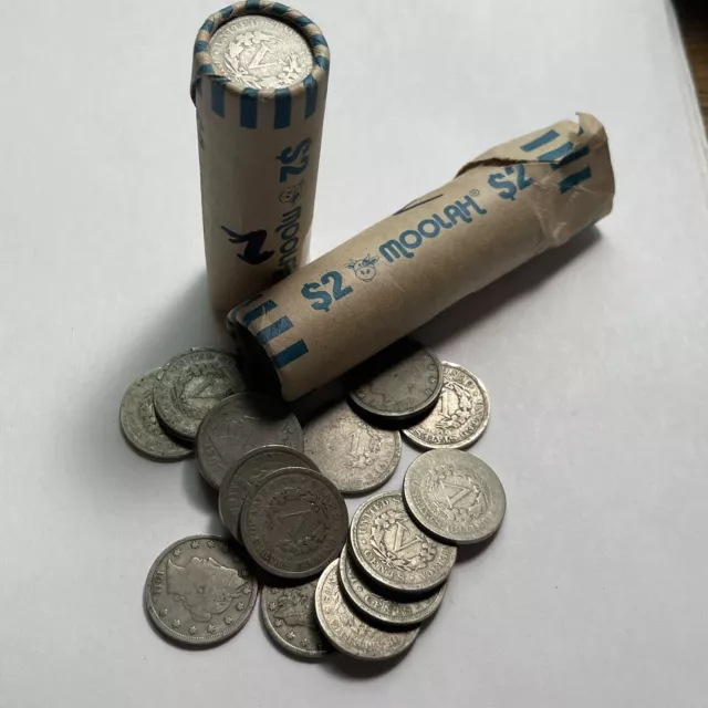 Liberty V Nickel 2 Rolls Of 40 Coins Lot Various Circulated Conditions 80 TOTAL!