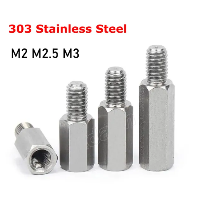 M2 M2.5 M3 303 Stainless Hex Male-Female Spacers Standoff Pillar PCB Studs Screw