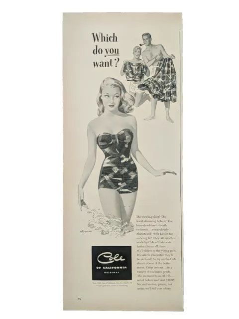 1949 vintage Cole Of California  swimsuit print ad. Post World War II