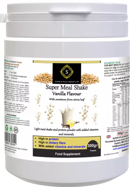 Protein Powder Meal Replacement Vegan Super Meal Shake Vanilla Flavour 300g