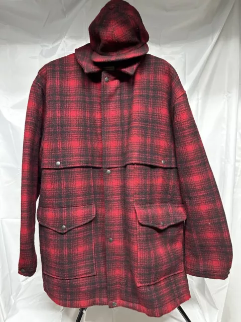 VINTAGE WOOLRICH MENS XL Red Flannel Wool Full Zip Hunting Jacket, Vest ...