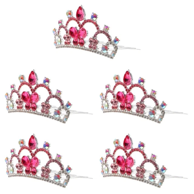 5 pezzi pettine per capelli con corona di cristallo lega strass sposa corone barocche