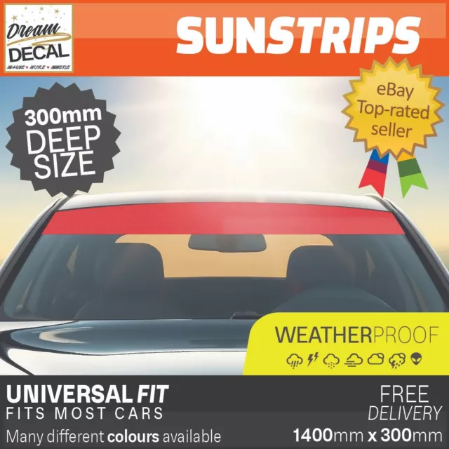 MATT RED SUN STRIP Universal Car Van Windscreen Sunstrip 1400mm x 300mm