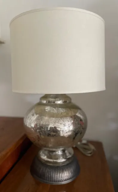 Pottery Barn Emerson hand blown glass table lamp beige off-white beige big giant
