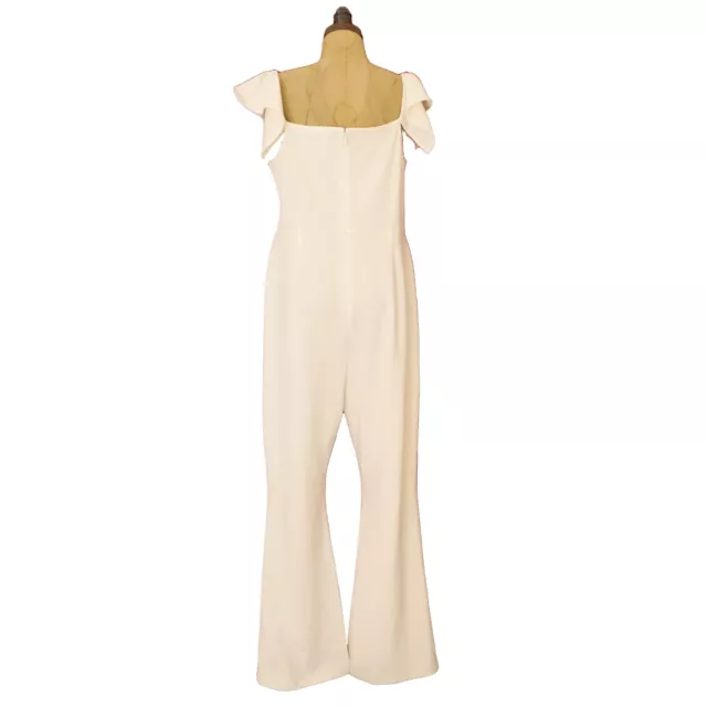 CHELSEA28 OFF THE Shoulder Jumpsuit L Stretch Lined Ivory Cloud NWT $99 ...
