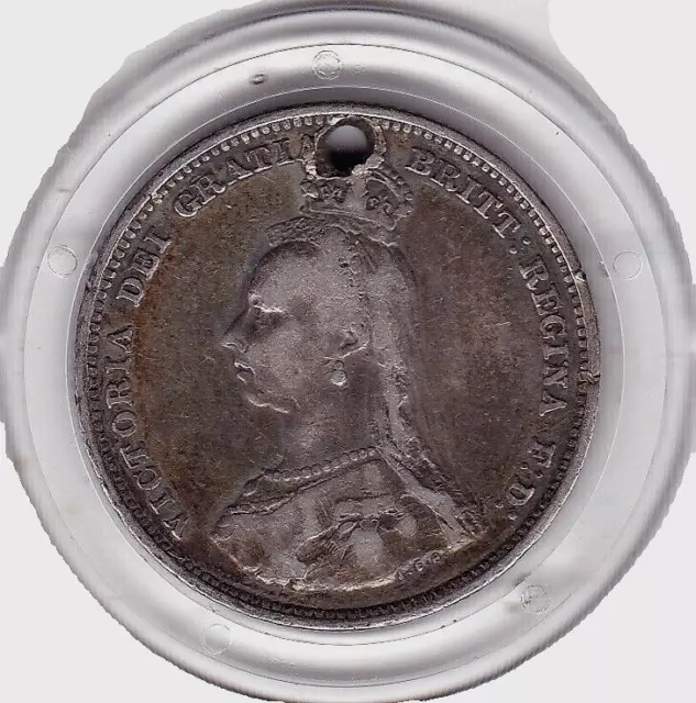 1887   Sterling   Silver  Queen  Victoria  One  Shilling  Coin