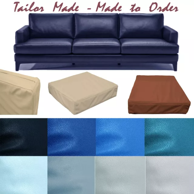 Tailor Made*Cover Only*Faux Leather Skin Box Square Sofa Seat Bench Cushion Pb3