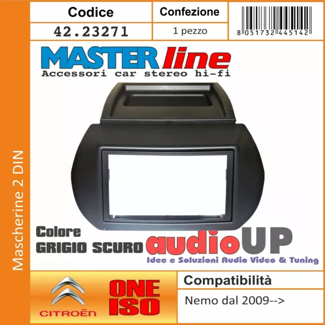 Radio Máscara 2 din Marco Citroen Nemo De 2009 Adaptador Gris Oscuro