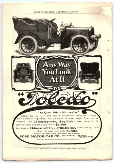 1904 Pope Hartford Pope Tribune Automobile Co Conn. Print Advertisement Z1829