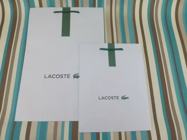 Hard paper gift bag Lacoste S, M or L white tall shoppers carrier store bags