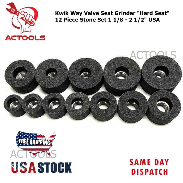 KWIK WAY VALVE Seat Grinder "Hard Seat" 12 Piece Stone Set 1 1/8 2 1/