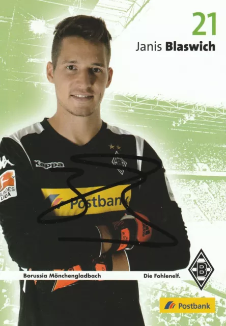 Autogrammkarte Janis Blaswich (Borussia Mönchengladbach)