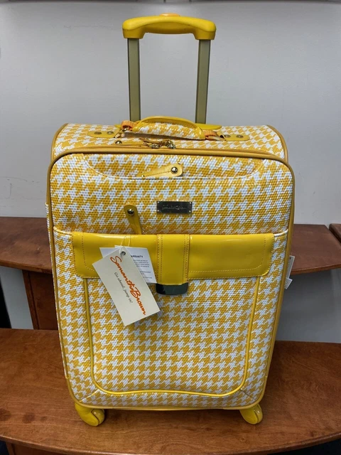 NEW SAMANTHA BROWN HOUNDSTOOTH Dr 2 PIECE SET YELLOW / WHITE COLOR SPINNER 3