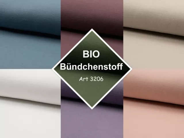 EUR 8,90/m BIO Bündchen Grün Lila Mauve Sand Rose Weiß Blau Stoffe 0,50m Art8206