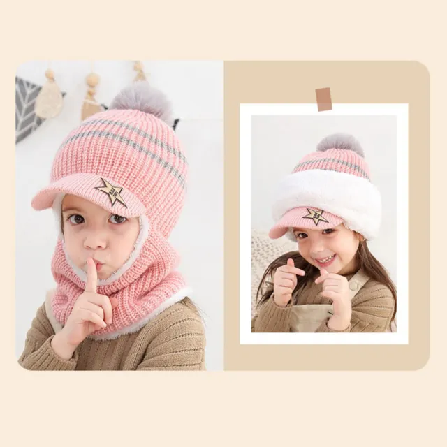 Cappello caldo inverno caldo inverno bambino bambine sciarpa con cappuccio earflap lavorato a maglia CVM 10