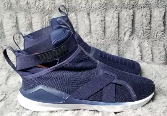 PUMA SHOES 9 Womens Blue High Top Fierce Strap Flocking Activewear