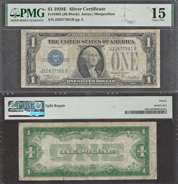 $1 1928-E Silver Certificate Star, Fr. 1605, KEY TO SERIES, PMG Choice Fine 15