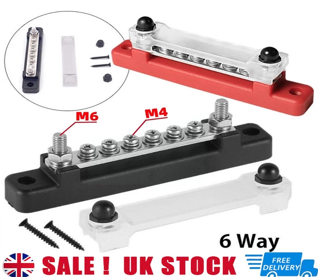 2X 12 TERMINAL Block Bus Bar & Cover 12V Distribution Bus Bar Auto Boat