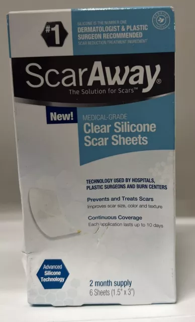 ScarAway Medical Grade Clear Silicone 6 Sheets Stretch Marks Burn C-Section Scar