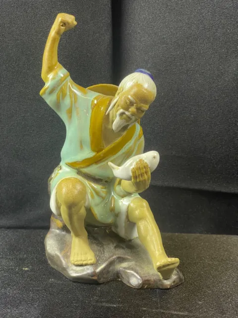Chinese republic period porcelain Green Mudman Figurine Statue