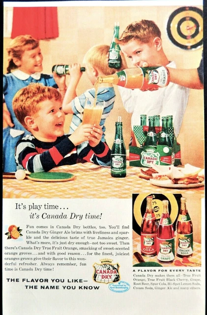 Canada Dry soda ad Vintage 1950 Spur cola cream soda ginger ale advertisement