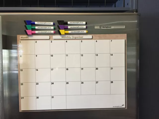 A3+5pens Monthly Organiser Schedule Fridge Whiteboard Magnetic Planners Calendar