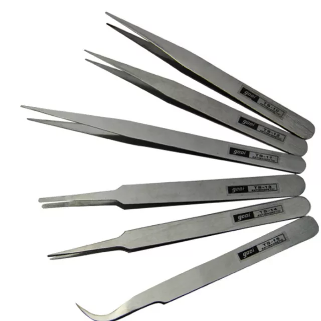 Anti Magnetic Stainless Steel Tweezers Forceps Fine Kit Set Jewelers Tool  'mj