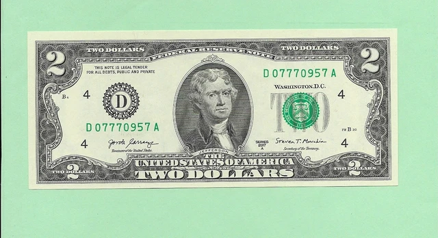 N1S .. 2017A ..Uncirc $2  D 0777 0957 A .... 2017A $2  D-A    Nice Noe