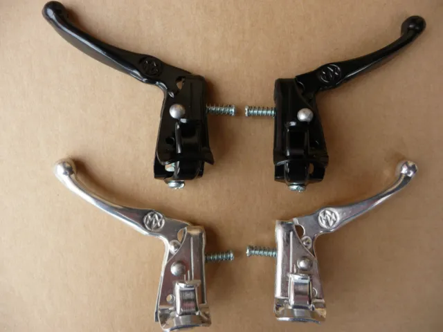 BMX Brake Levers Old School MX Silver Black Retro (Like Dia Compe Tech 3 Style )