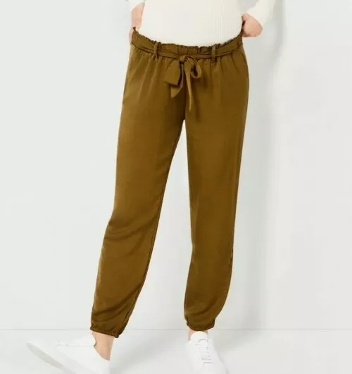 A Pea In The Pod UNDERBELLY CHARMEUSE JOGGER MATERNITY PANT Olive Gold Medium